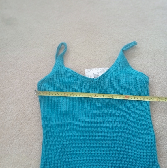Willow & Wind Crochet Slip Dress Size S Fitted Teal. FL - Picture 7 of 8